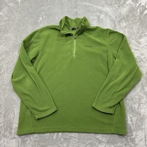 Eddie Bauer Sweatshirt Mens XL Green Long Sleeve 1/4 Zip Fleece Logo Outdoor